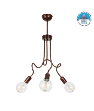 GLOBOSTAR® ASPECT 00788 Μοντέρνο Φωτιστικό Οροφής με Ντουί 3 x E27 AC 220-240V IP20 - Χάλκινο - Μ42 x Π42 x Υ60cm